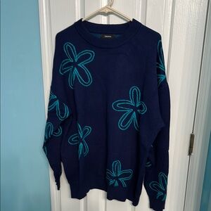 Navy Blue Floral Sweater